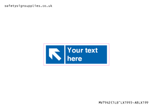 Custom Mandatory directional sign, blue arrow up and left